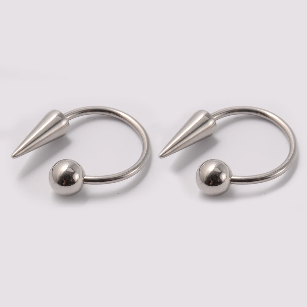 2 stücke Kegel Balll Spike Lip Ringe Septum Ring Edelstahl Hufeisen Nase Piercing Lappen Tragus Helix Ohrringe Körper Schmuck 16G – Detail 6