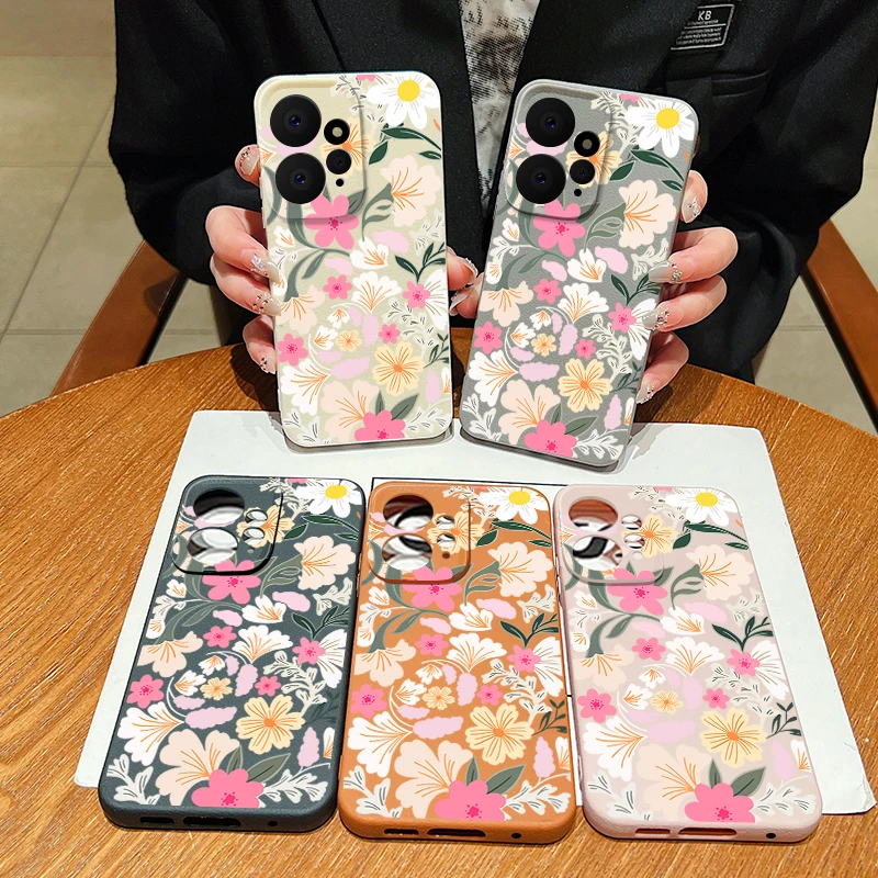 Floral Leather Texture TPU Soft Phone Case