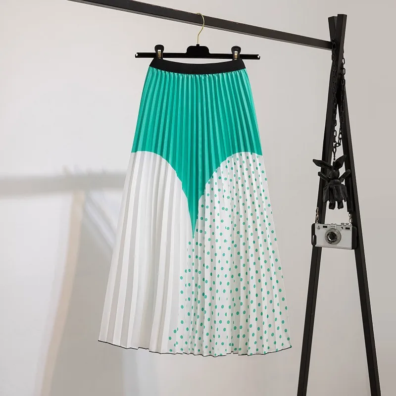 mini skirts for women Women Pleated Skirts Fashion High Waisted Elastic Girl 2022 Spring Summer Long Skirt Party Holiday Female A-Line Midi-Calf Skirt green skirt Skirts