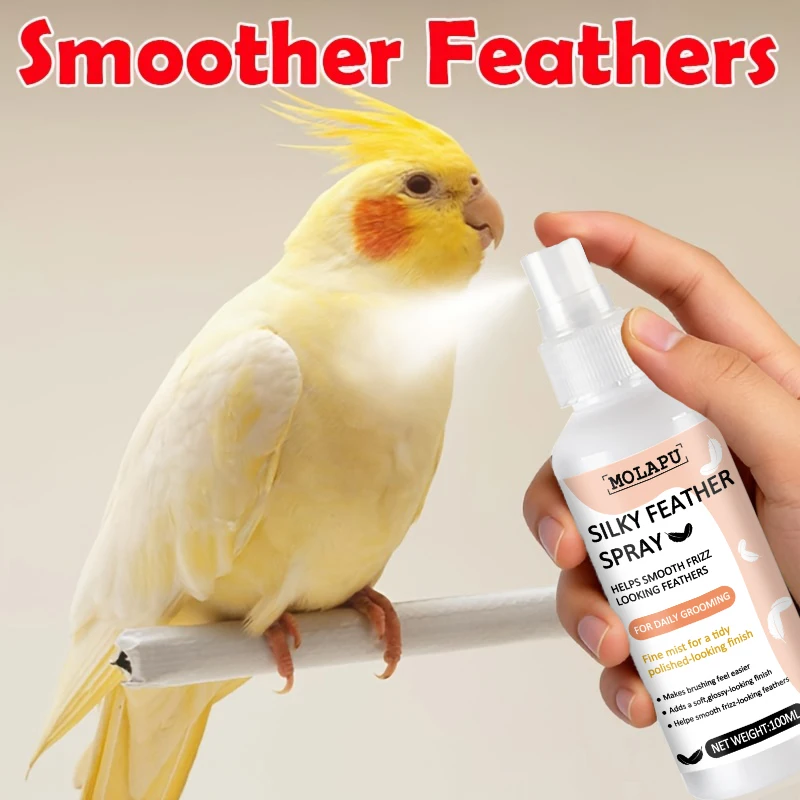 Parrot Feather Care Spray (Suitable for Budgerigars and Cockatiels) - Bathing Spray for Feather Grooming, Makes Feathers Smooth and Shiny, Creates Y-Shaped Feather Effect, Easy to Apply for Daily Grooming, Lightweight and Qui