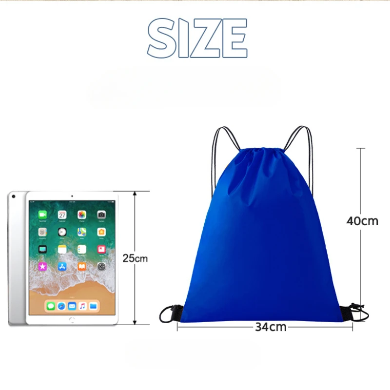 Waterproof Drawstring Storage Bags Polyester Portable Foldable Reusable Backpack Travel Sundries Organizer Pocket