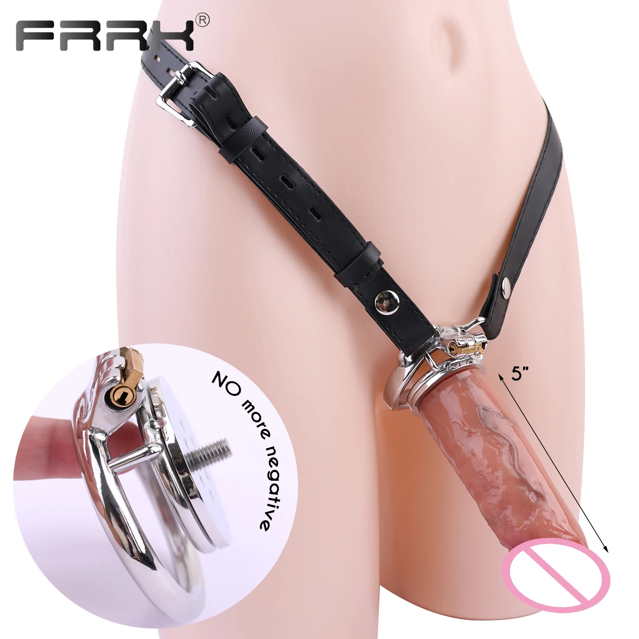 Penis Chastity Cage Chastity Lock Sex Toy Chastity Cage Accessory FRRK NOT Negative Flat Gatling 5 Inch Removable Dildo for Couple Tight Cock Cage BDSM Sexual Toy