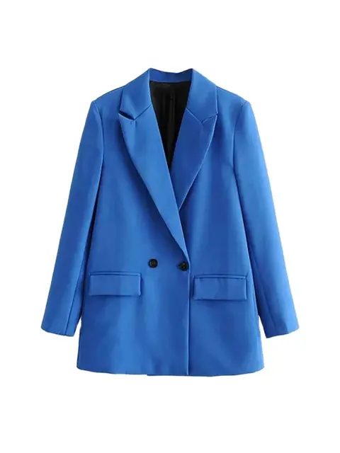 Femmes Chic bureau dame Double boutonnage Blazer Vintage manteau mode col cranté à manches longues dames vêtements d'extérieur hauts élégants 1