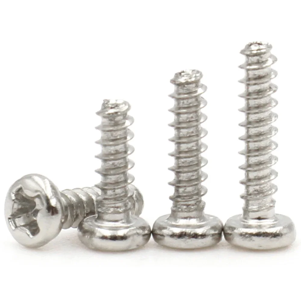 30–100 Stück Flachschwanz-Kreuzschlitz-Blechschraube aus Kohlenstoffstahl, M1,2, M1,7, M2, M2,6, M3, M4, M5, Kreuzschlitz-Rundkopf-Blechschrauben – Detail 9