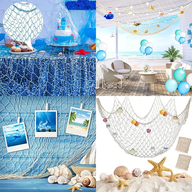 2 Pcs Fish Net Decoration Cotton Ocean Theme Wall Hung Fishing Net Fish Net  Party Beach Mermaid Party House 39.4 x 78.7 inches - AliExpress