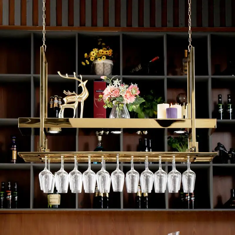 Bar Hanger Home Wine Glass Hanging Home Storage Wine Rack Upside Down Tall Glass Rack Light Luxury