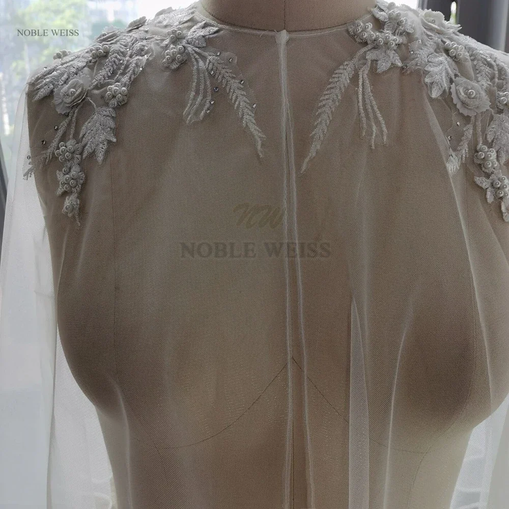 Soft Tulle Wedding Cape Shoulder Appliques Bridal Bolero Jacket Lace Women Formal Wear Wrap Customized