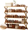 Folding Bamboo Shoe Rack - No Installation Required, Ventilated Design,(5 Tier) 1