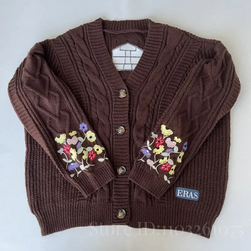 2025 Plus Size Eras Cardigan for Women Autumn Winter Flower Embroidered Knitted Sweater Y2k Girl Vintage Fashion Cardigans Tops 3