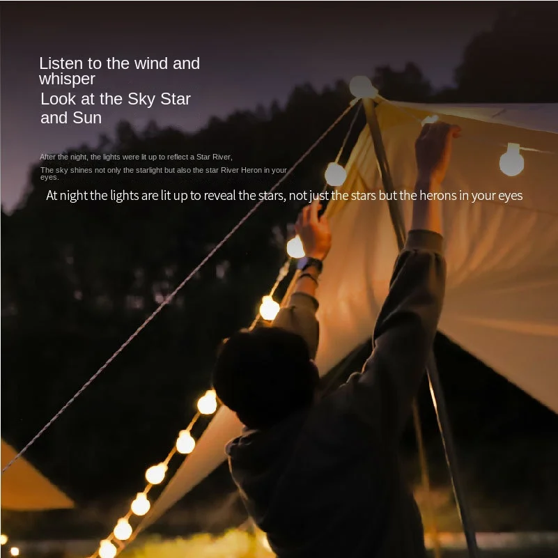 Outdoor Camping USB Light Lighting Battery Atmosphere Light Camping String Light Bulb Decorative Light String mini led usb card light outdoor camping led keychain light multitool low power night survival light camping equipment edc gear