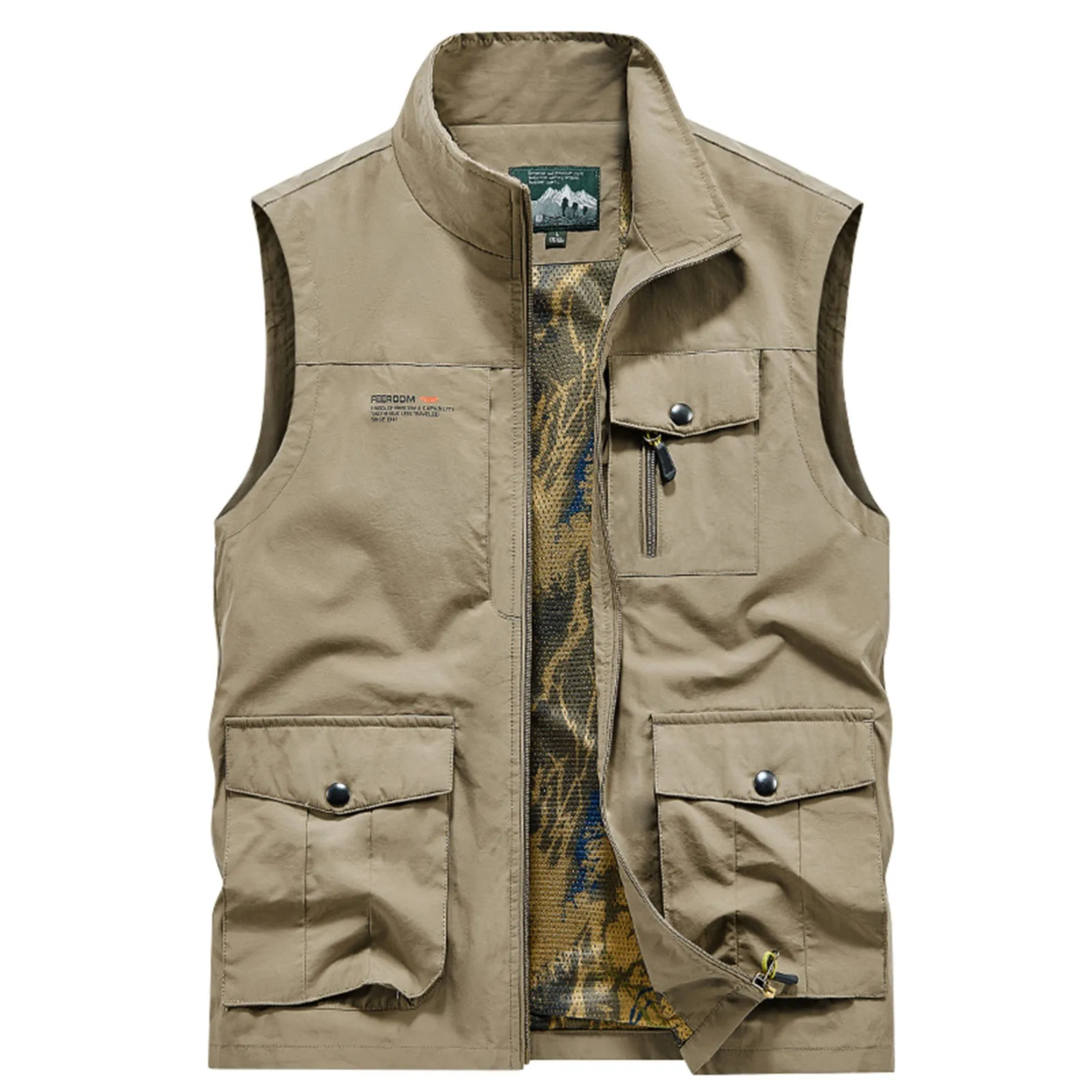 

Men'S Thin Multi-Pocket Sports Vest Outdoor Waterproof Quick-Drying Casual Waistcoat Functional Vest Solid Color T Shirt גופיות