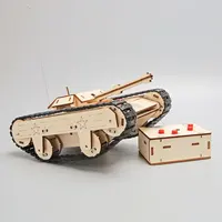 DIY Remote Control Tank Toys Wooden RC Tank Electronic Kids Handmade Building Educational Experimental Model Kit Puzzle 2