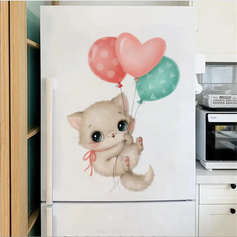 

1pc Cartoon Cat & Balloon Pattern Wall Sticker Modern PVC Wall Decal For Home Decoration Background Decoration Wall Decal