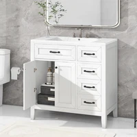 36" Bathroom Vanity with Sink Combo, White Bathroom Cabinet with Drawers, Solid Frame and MDF Board 1