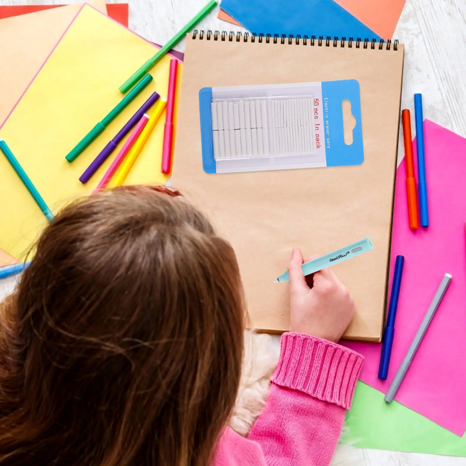 100Pcs 전기 지우개 리필 코어 고무 팁 학생들이 그리는 그림에 필수적인 전기 지우개 코어