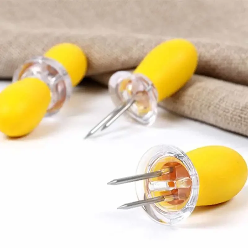 Fork Corn Skewer Stainless Steel Corn Holders on The Cob Skewers Fruit Forks Outdoor Barbecue Tool Kitchen Gadgets Grill corn fork bbq tool