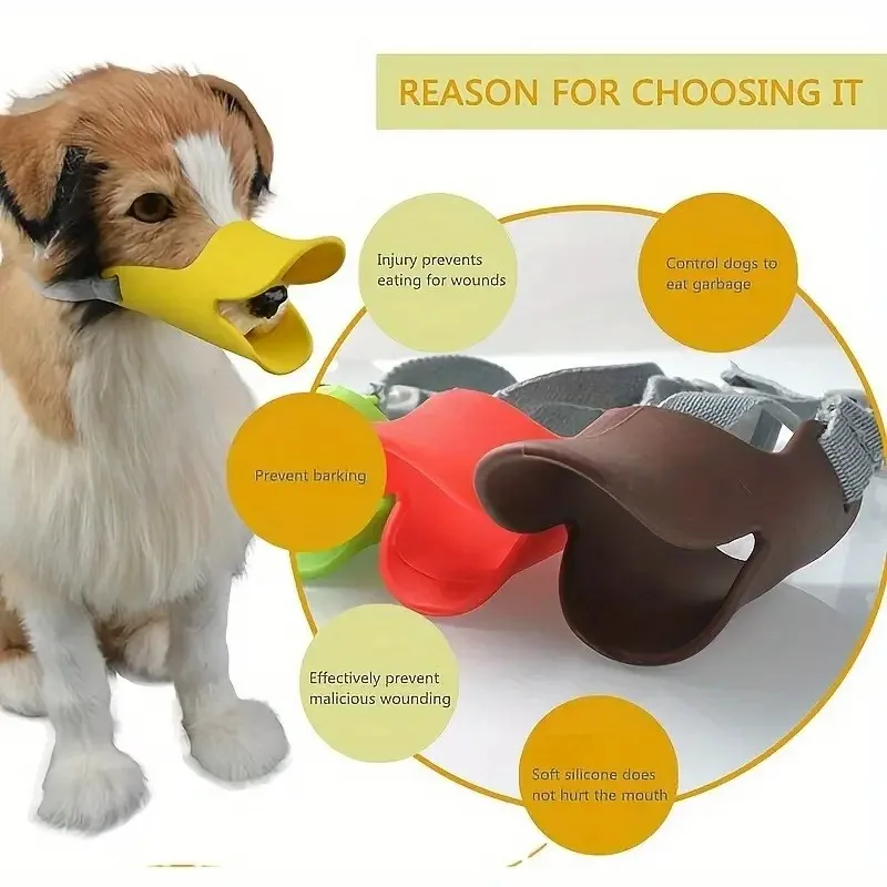 Dog Muzzle Silicone Duck Muzzle Mask for Pet Dogs Anti Bite Barking Small Middle Large Dog Mouth Muzzles Pet Accessories