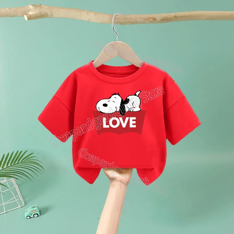 thumbnail image 1 of Camiseta de Snoopy para niño y niña, ropa de verano de algodón con dibujos animados, de manga corta Camisetas estampadas, regalo, 1 of 5