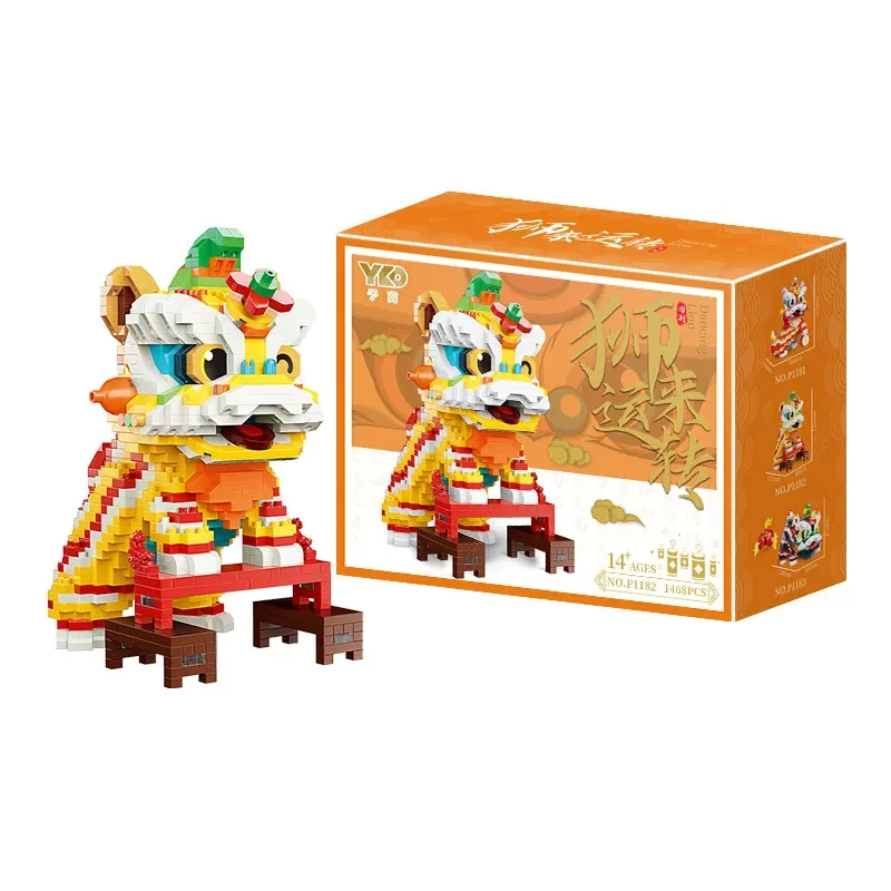 Chinese Lion Dance Building Blocks New Year Spring Festival Gift
