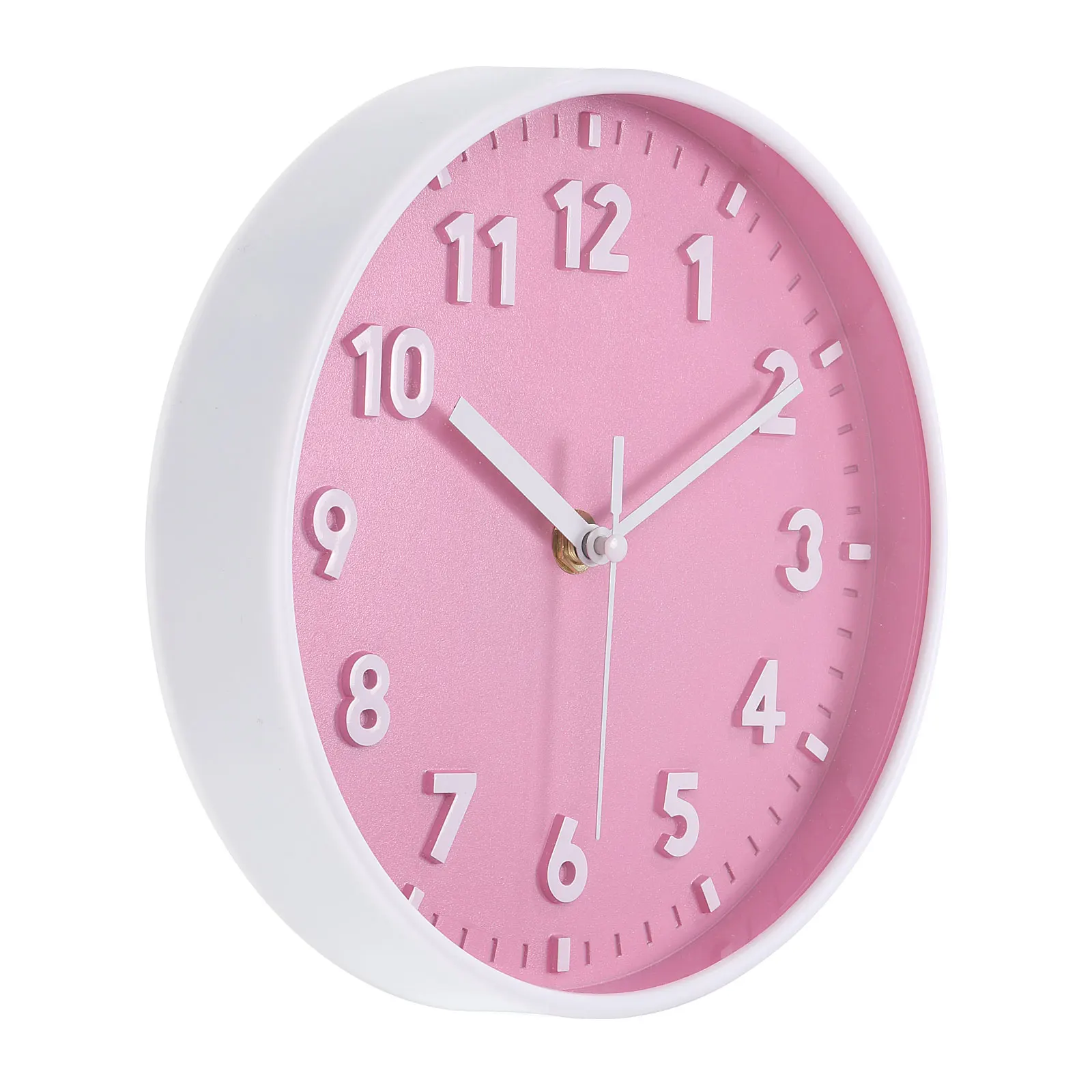 8-Inch 3D Number Wall Clock – Silent Quartz, Non-Ticking, Battery Operated, Decorative Pink 1
