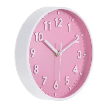 8-Inch 3D Number Wall Clock – Silent Quartz, Non-Ticking, Battery Operated, Decorative Pink 1