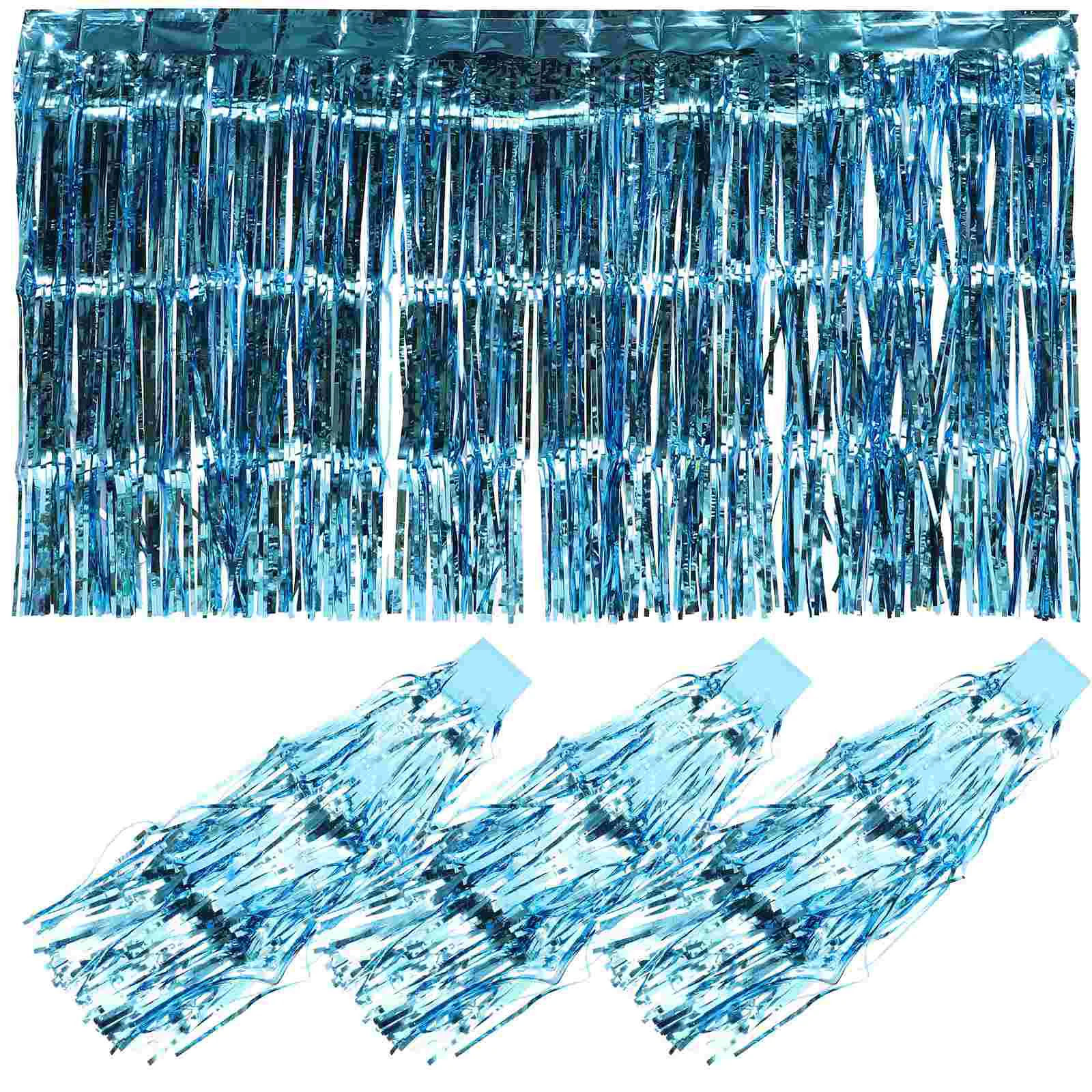 

4 Pcs Window Curtains Rain Silk Table Skirt Fringe Tinsel Tassel Hangings Party Photo Prop Banquet