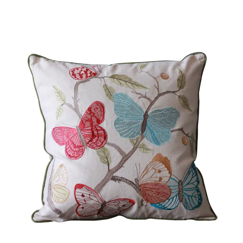 Decorative Throw Pillows, Butterfly Cotton and linen Pillow Cover