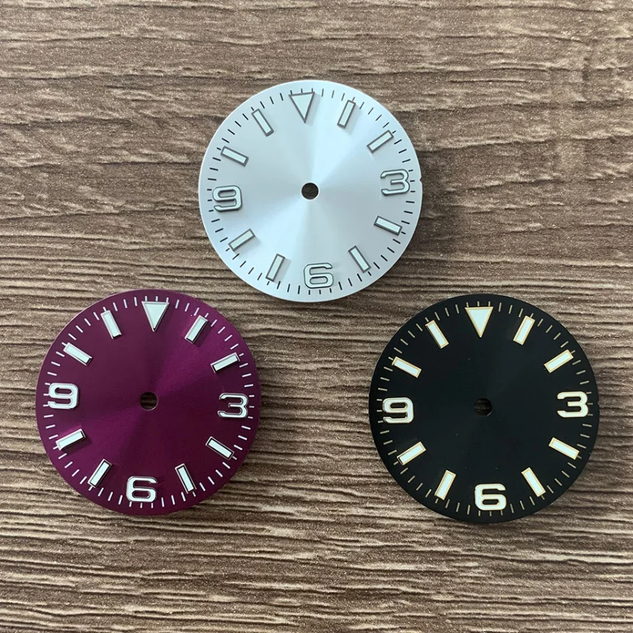 

Watch Accessories 369 Bar Studs Modified Dial Sunburst Green Luminous Dial Red White Black for NH35/36/4R/7S Movement NO Logo