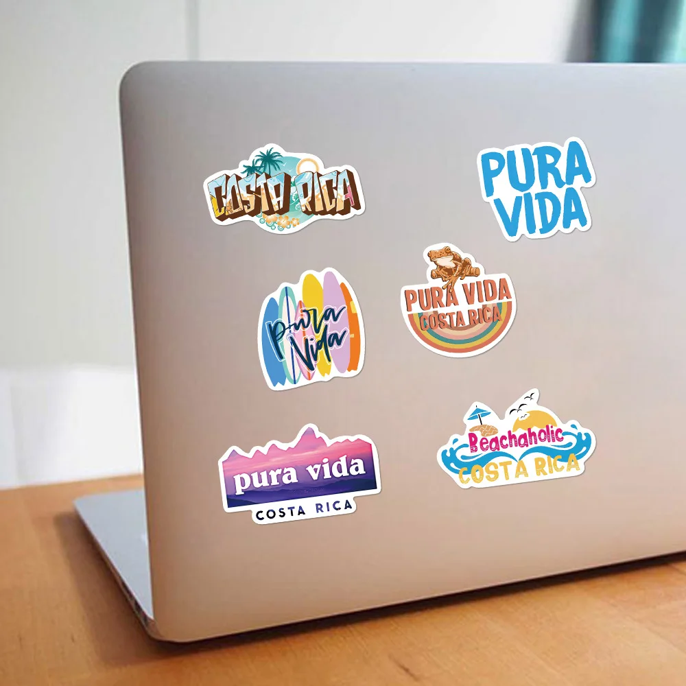 Costa Rica Pura Vida Graffiti Stickers Cartoon for DIY Guitar Laptop Phone Motorcycle Skateboard Helmet Car 10/25/50pcs cartoon stickers,graffiti stickers