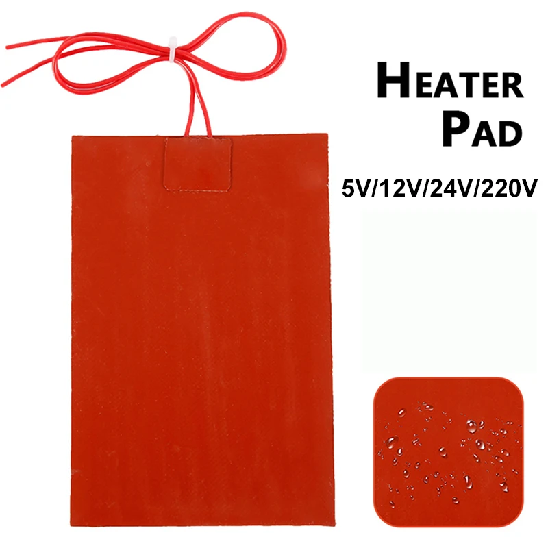 Silicone Electric Heating Pad 5V 12V 24V 220V Rubber Heater Mat Heated Bed Plate Flexible Waterproof 3D Printer heated pads