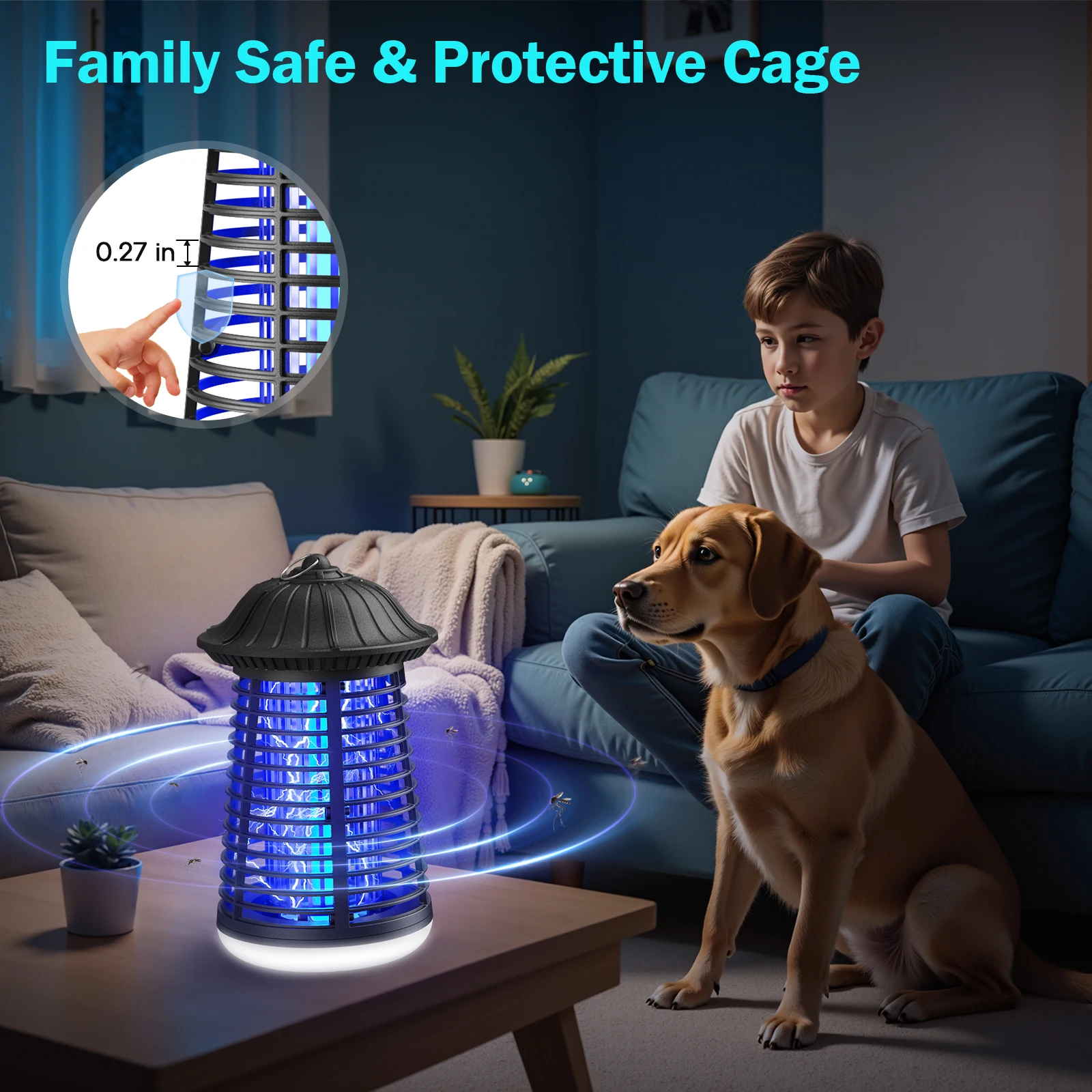 Electric Bug Zapper Outdoor & Indoor With LED Light 2-in-1 Mosquito Zapper Plug-in Fly Trap & Mosquito Killer For Home Garden_voghion.com