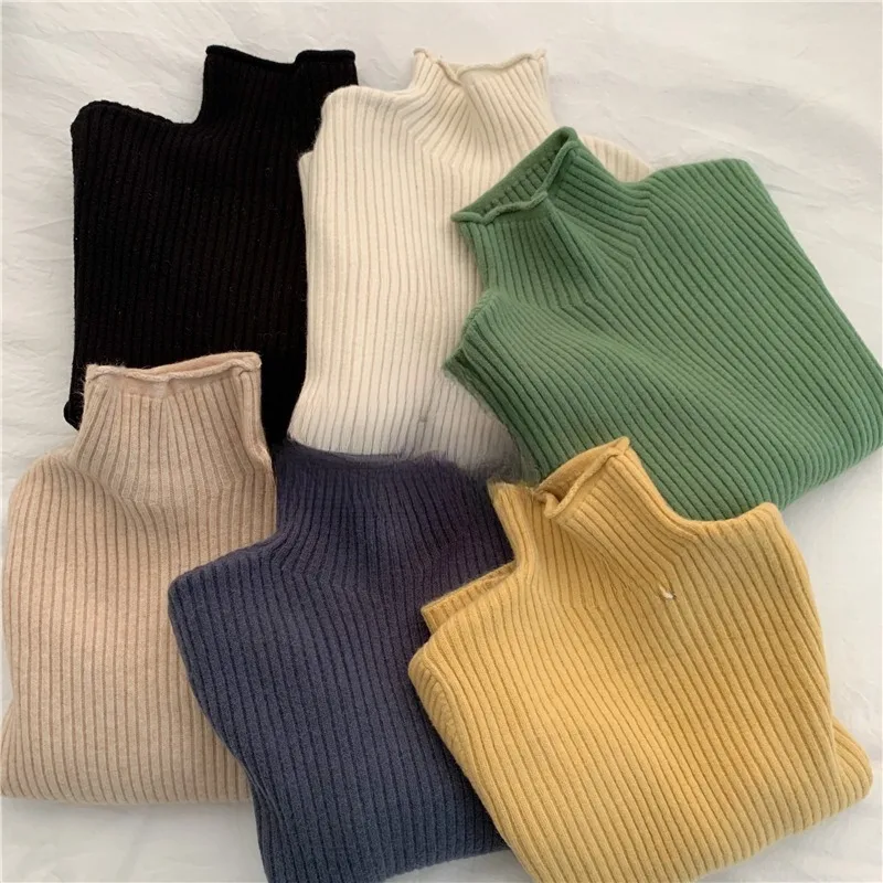 

Базовые вязаные пуловеры, женские свитера, корейский лоскутный вязаный свитер с коротким воротником, однотонный тонкий мягкий теплый джемпер, новинка 2024