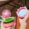 Mini Portable Handheld Fan Type-C Wireless Charging Small Fan Low Noise Cartoon Hamburger Desktop Fan With Hand Mirror! 2