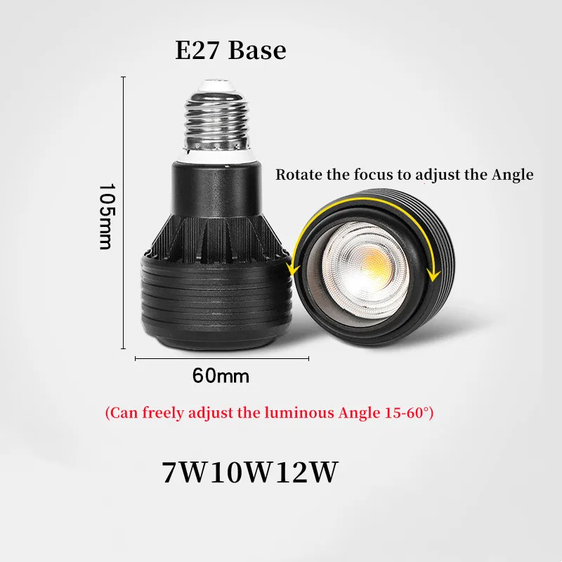 LED Spotlights E27 Adjustable Angle zoom spotlights Dimmable 7W10W12WPAR20- for hot pot restaurants, clothing stores, restaurant