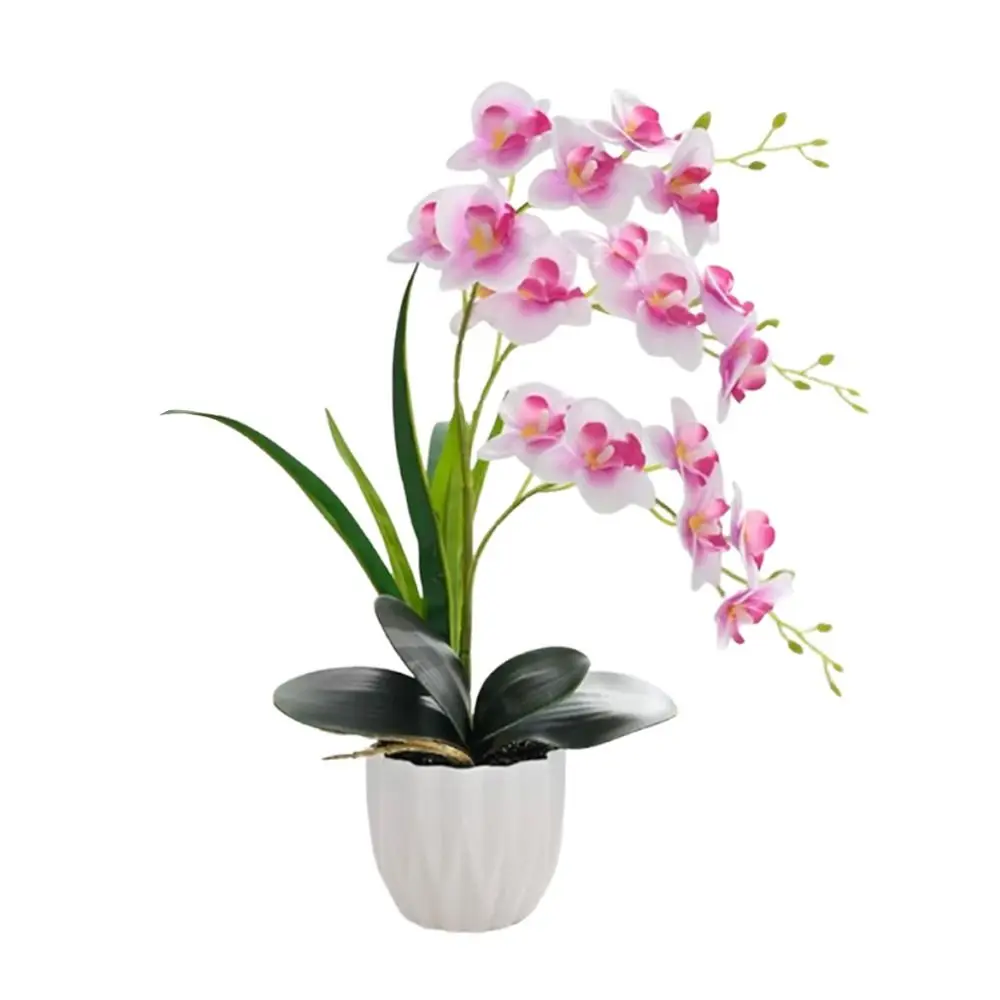 Multi-Bloom Simulierte Schmetterlingsorchidee DIY Kunstblumen Künstliche Orchidee Bonsai Weißer Blumentopf Künstliche Kunstpflanzen – Detail 8