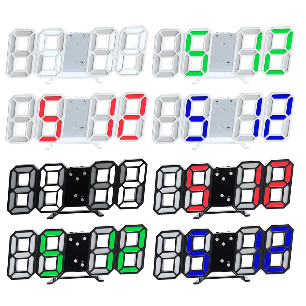 Nordic Large Digital Wall Clock Kitchen LED Display Home Clocks Wall Watch Night USB Electronic Alarm Clock Bathroom Table Clock