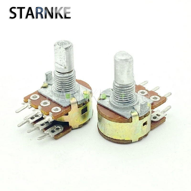 2PCS 16 Type A10K 6-Pin Dual Speaker Amplifier Audio Volume Potentiometer A103 D Shaft Length 15mm