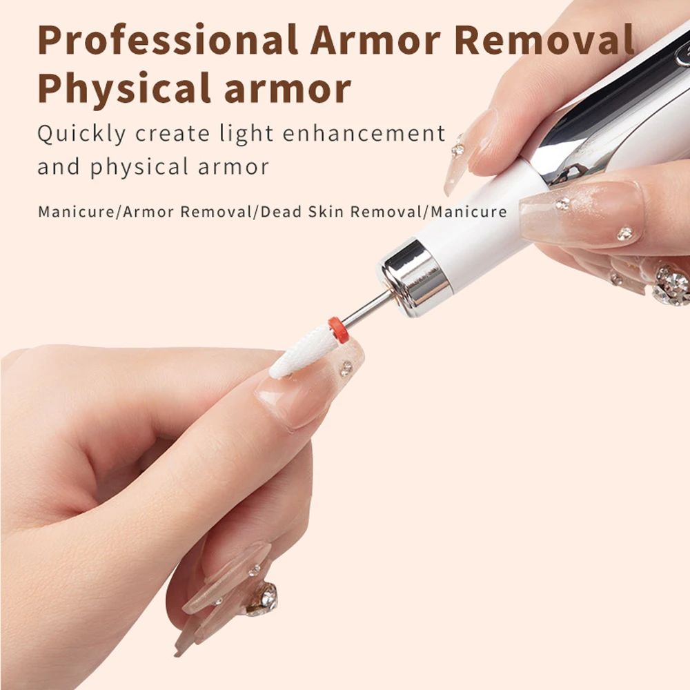 Nail Drill Professional Handle Pen Nail File Machine Rechargeable Nail Drill Tools for Acrylic Gel Nails Manicure Pedicure 3