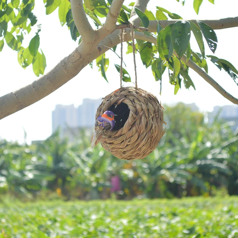 Birds Nest Bird Cage Natural Reed Grass Spherical Hummingbird Nest Outdoor Decorative Weaved Hanging Bird Nest Hous Proficient - Image 5