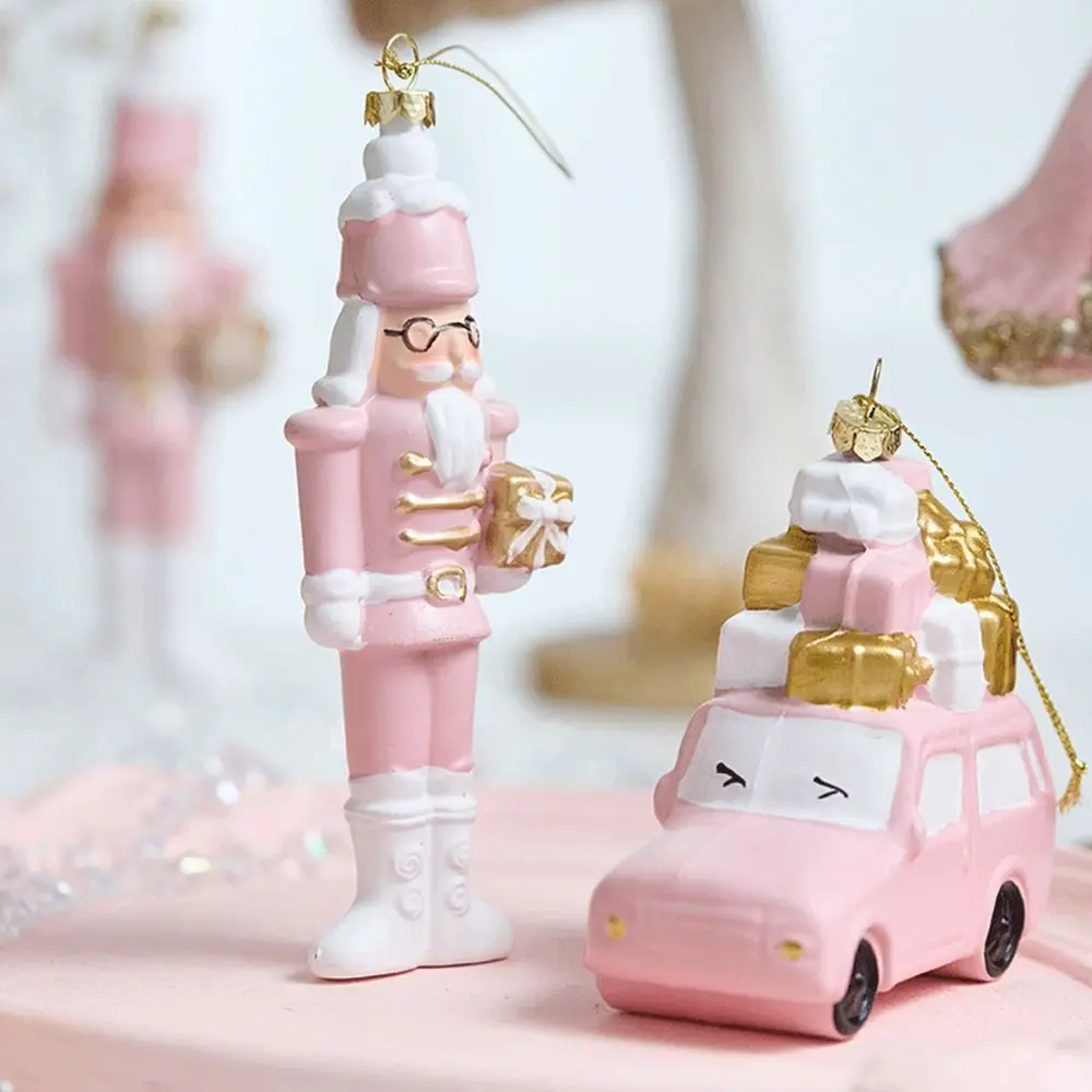 Gift Box Pink Christmas Hanging Decoration Plastic Wreath Car Xmas Ornament Ball Shopwindow Soldier Xmas Baubles Scene Making