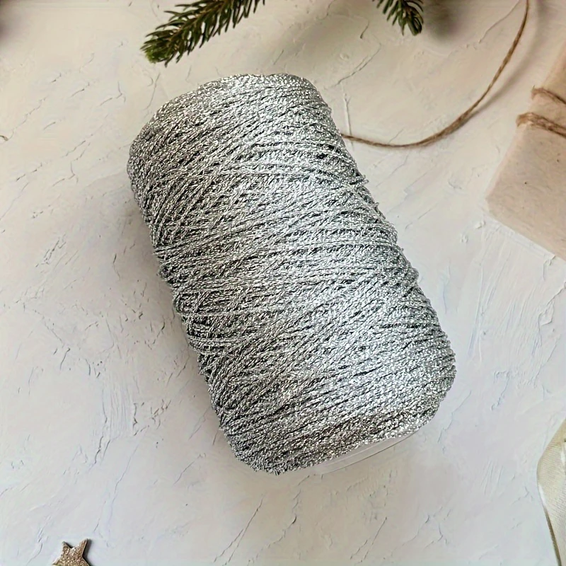 200g/ball Shiny Silver Thread Yarn For Hand Knitting Crocheting DIY Craft Bags Sparkling Yarn Hand Woven Crocheting Material 3