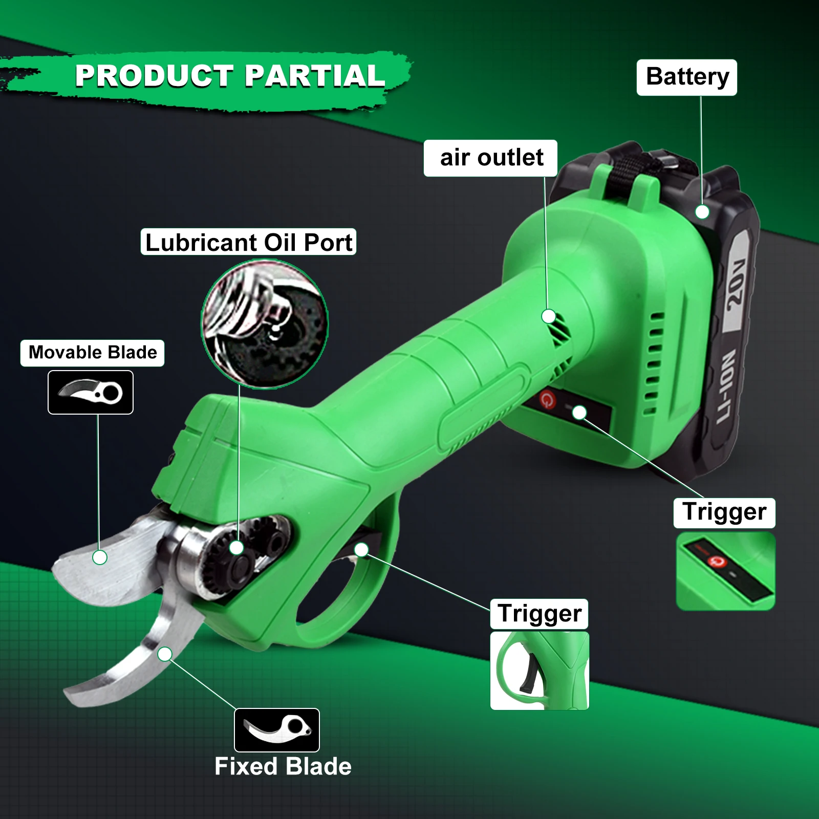 20V Cordless Pruner With Brushless Motor Electric Power Garden Tools For Efficient Wood Cutting Local