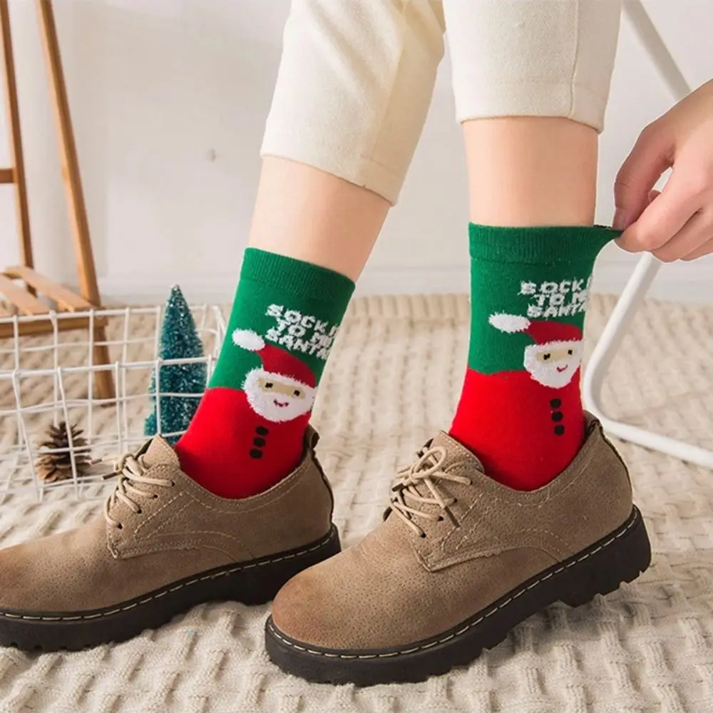 Funny Snow Christmas Socks Thickened Cotton Happy Christmas Socks Middle Tube Socks Elk Christmas Tree Socks Children