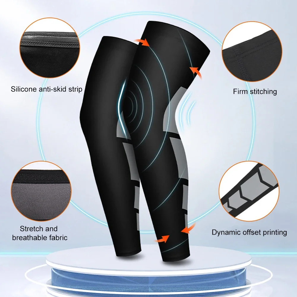 1Pcs Full Length Leg Compression Sleeves Basketball Knee Brace Thigh Support and Protect Calf for Meniscus Tear Women & Men