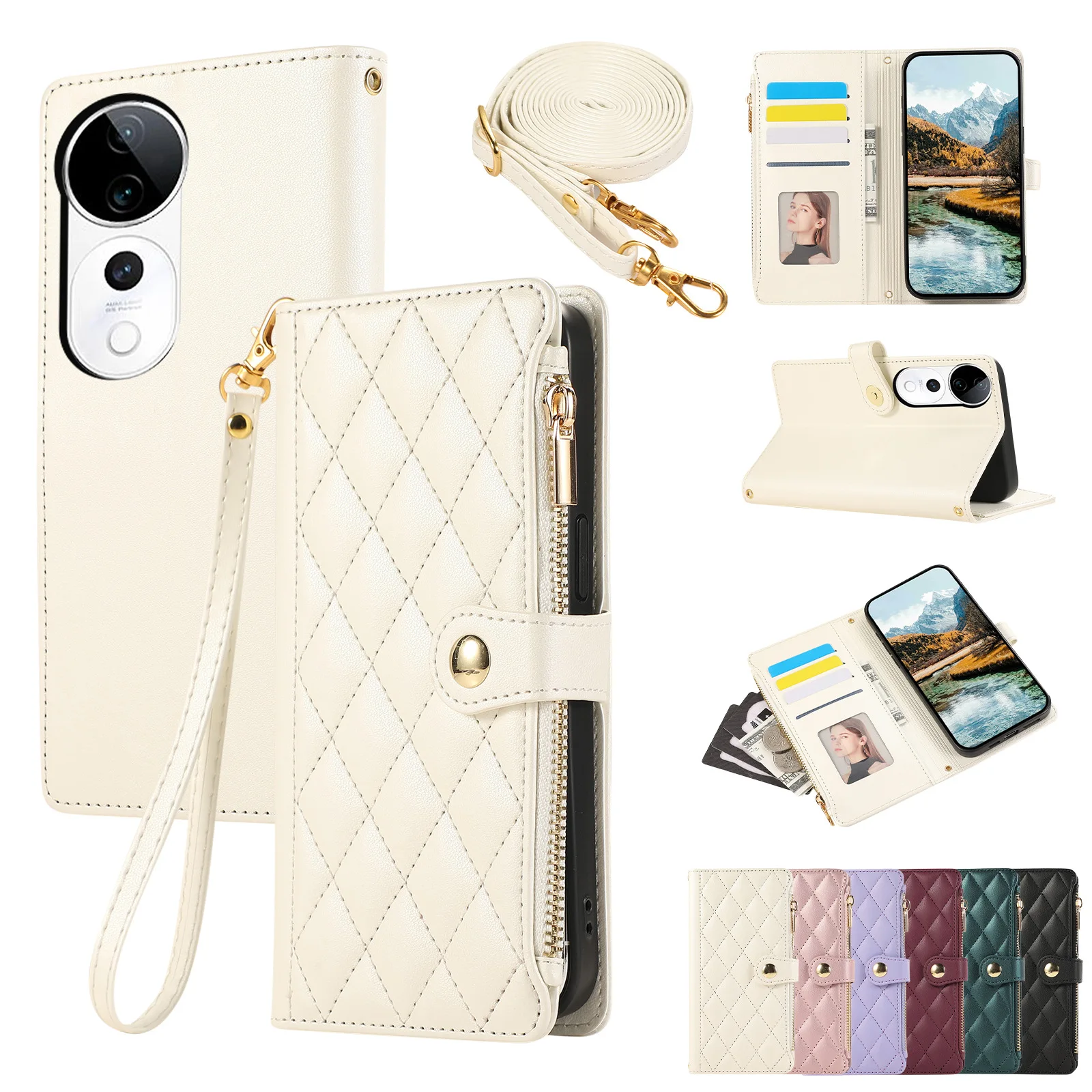 Cross-Body Small Floral Print Multi-Color Chain Phone Case