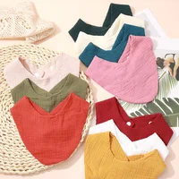3pcs Baby Feeding Drool Bibs Saliva Towel Triangle Solid Color Scarf Bandana Soft Cotton Bib Adjustable Snap Button Burp Cloth 6