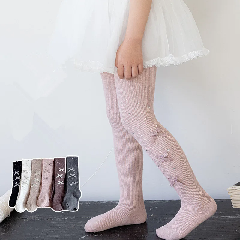 0 إلى 9 سنوات الاطفال جوارب طويلة القوس الطفل الجوارب ربيع الخريف متوسطة سمك بتمشيط الجوارب القطنية للفتيات