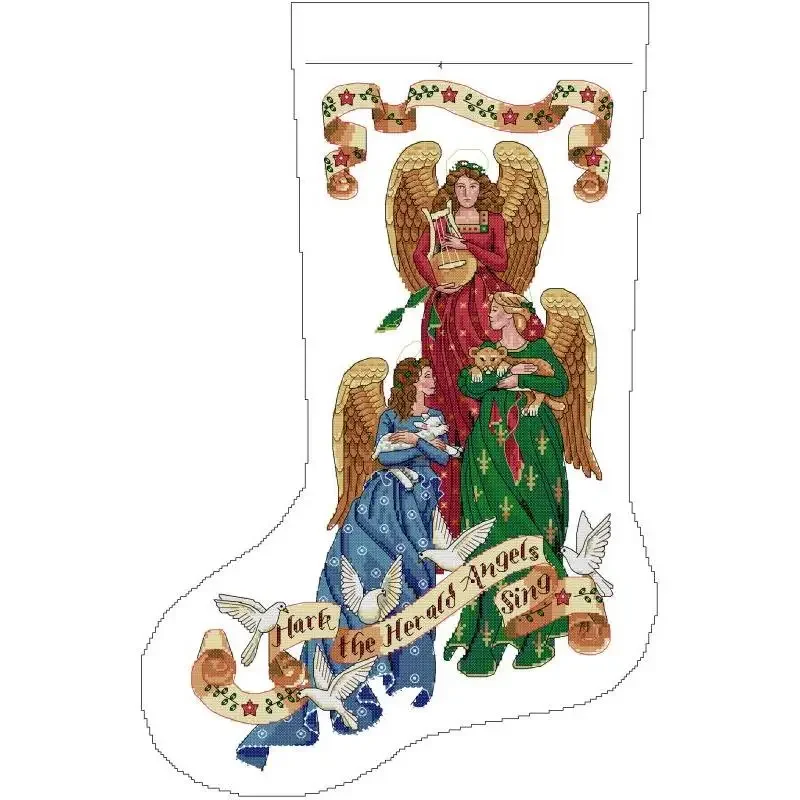 Cross Stitch Kit Christmas Stocking Series NKF Cartoon Pattern 14 16 11CT White Count Canvas Set DIY Embroidery Home Decor Gifts