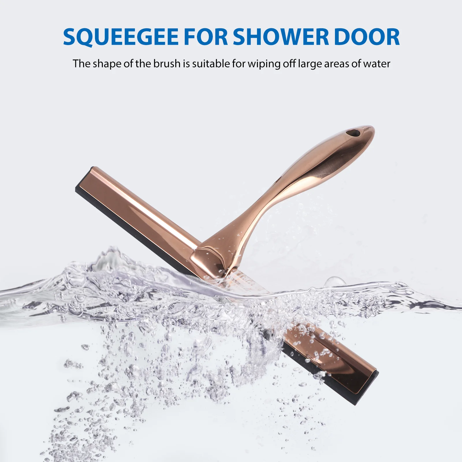 Window Cleaning Squeegee Window Scraper Stainless Steel Glass Wiper Bronze Silicone Home Bathroom Spatula Car Cleaner Mirror 25x165x5cm Squeegee Shower