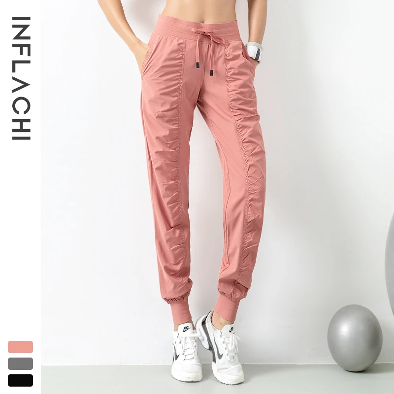 

2024 Solid Color Sweatpants With Pocket Women Fitness Yoga Sports Pants Loose Casual Quick Dry Leggings Jogger Workout Trousers